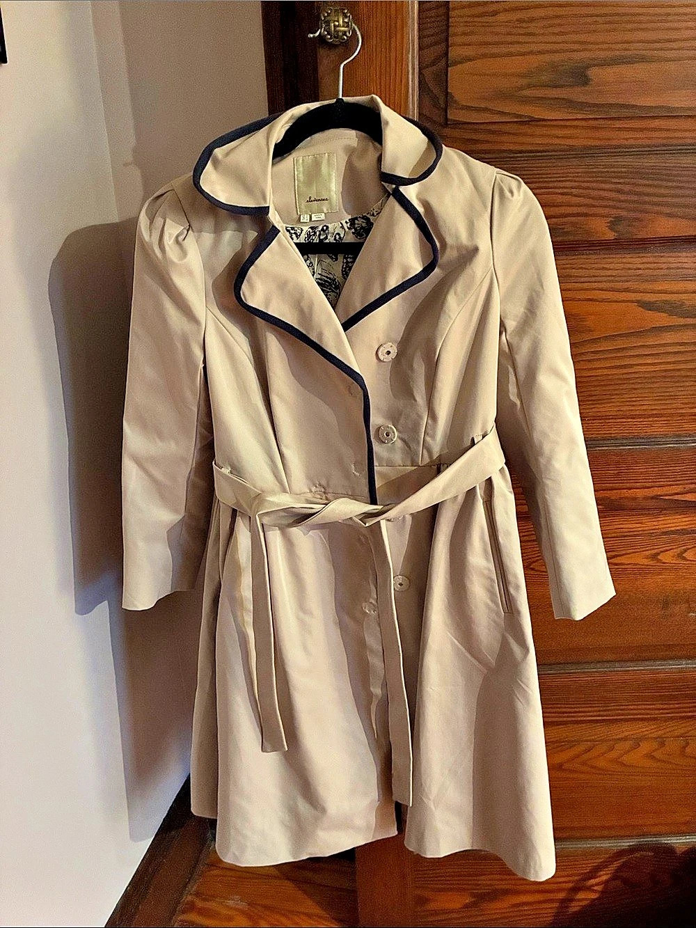 elevenses Trench Coat Abstract Print Size Small Like New